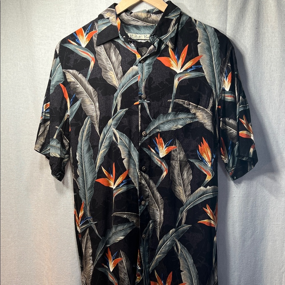Tropical Black and Orange Men's Casual Shirt